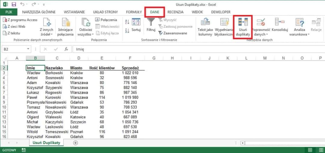 Jak usunąć powtarzające się dane w Excelu: 5 skutecznych metod