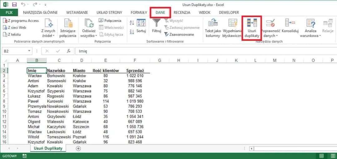 Jak usunąć powtarzające się dane w Excelu: 5 skutecznych metod