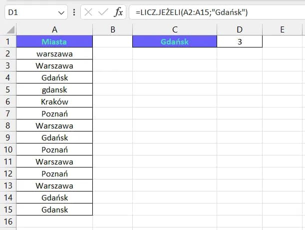 Jak w Excelu policzyć ile razy występuje dana wartość w prosty sposób