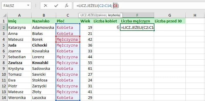 Jak w Excelu zliczyć ile liczb spełnia warunek w prosty sposób?